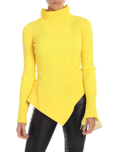 Shop Off-white Ribbed Sweater In Yellow