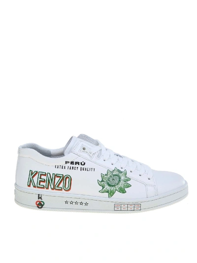 Shop Kenzo Printed Low Top Sneakers In White