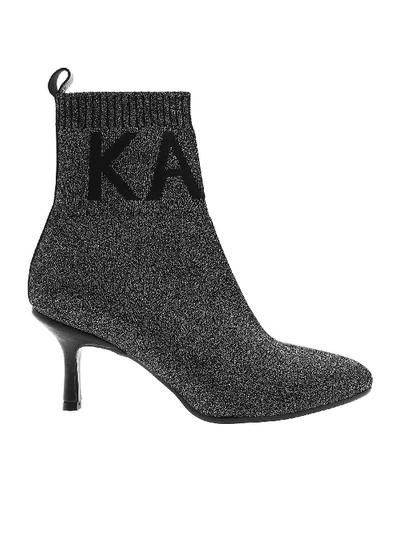 Shop Karl Lagerfeld Pandora Ankle Boots In Black Lamè