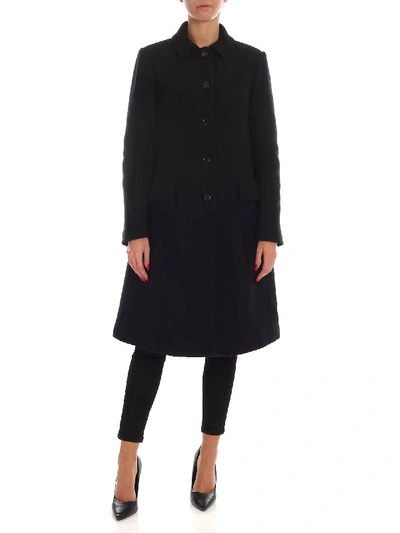 Shop Aspesi Wool Padded Coat In Black