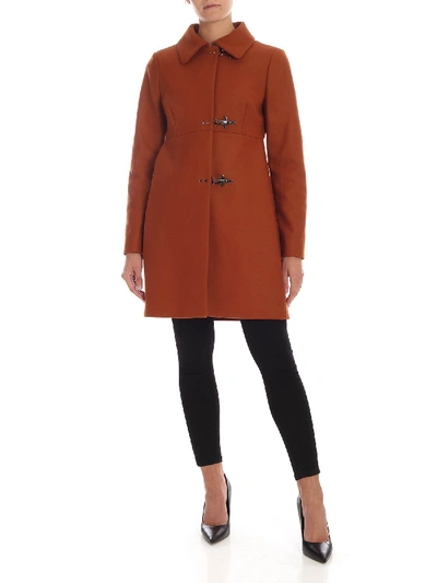 Shop Fay Coat In Leather Color In Brown