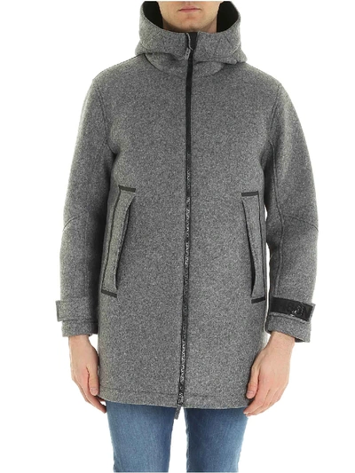 Shop Hogan Grey Coat With Down Vest