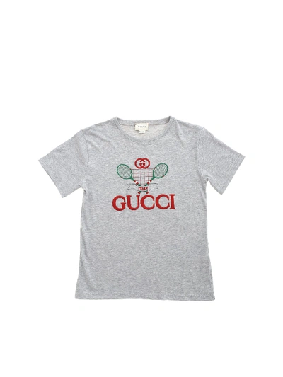 Shop Gucci Embroidery T-shirt In Grey