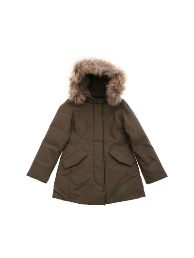 Woolrich Kids' Arctic Parka Down Jacket In Army Green Color | ModeSens