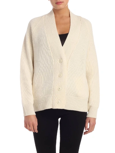 Shop Woolrich Cardigan In Ivory Color With Tone-on-tone Buttons In White