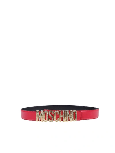 Shop Moschino Belt In Red Leather