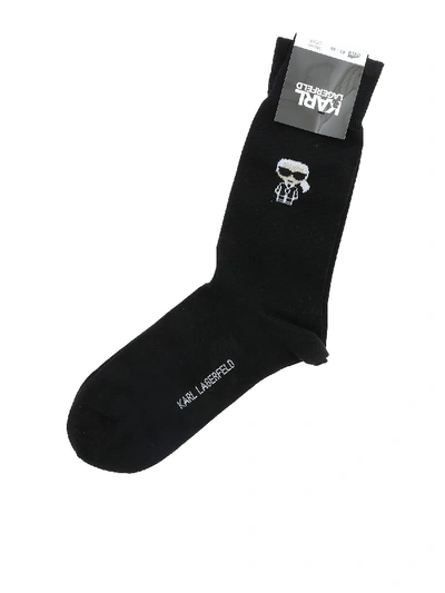 Shop Karl Lagerfeld Karl Embroidery Socks In Black