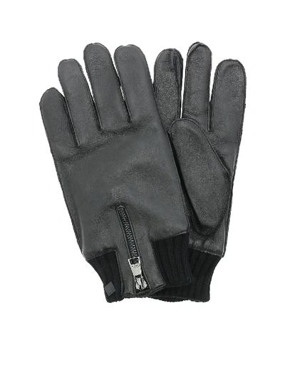 Shop Karl Lagerfeld Zip Gloves In Black