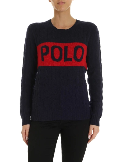 Shop Polo Ralph Lauren Inlay And Maxi Logo Pullover In Blue