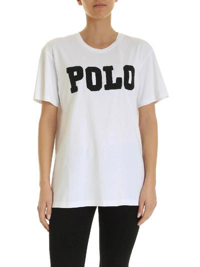 Shop Polo Ralph Lauren Maxi Beads Logo T-shirt In White
