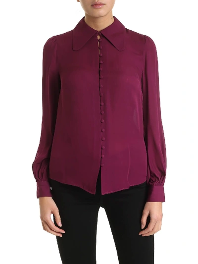 Shop Michael Kors Loose Fit Shirt In Purple Color Silk