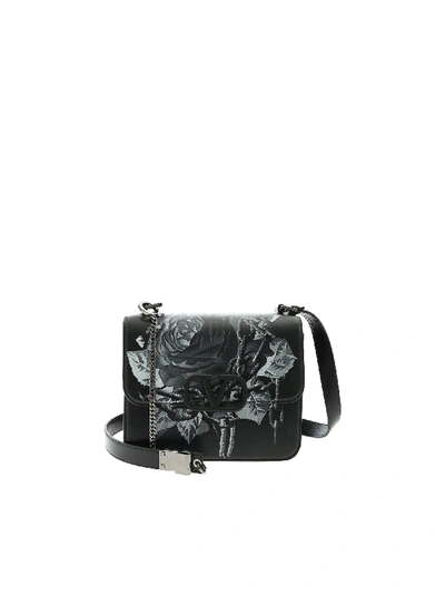 Shop Valentino Vsling Black Shoulder Bag With Print
