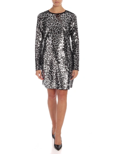 Shop Michael Kors Animal Print Dress In Silver Color