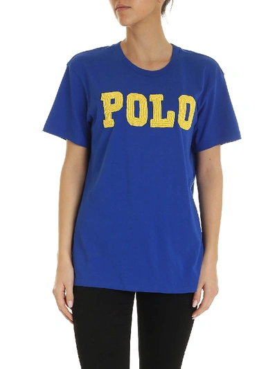 Shop Polo Ralph Lauren Maxi Beads Logo T-shirt In Blue In Turquoise