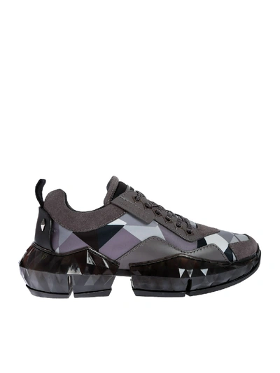 Shop Jimmy Choo Diamond Camouflage Sneakers In Grey