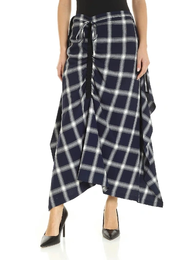 Shop Mcq By Alexander Mcqueen Check Skirt In Blue And Grey