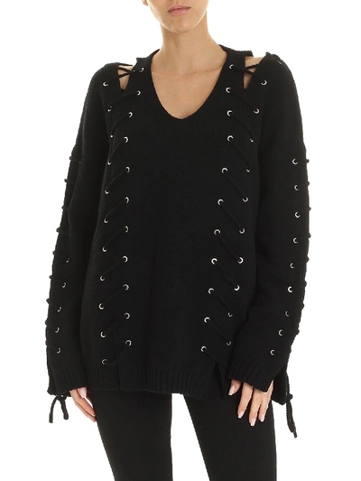 Shop Mcq By Alexander Mcqueen Black Pullover With Corset Details