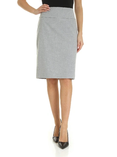 Shop Peserico Melange Grey Skirt With Vent