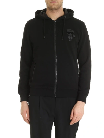 Shop Karl Lagerfeld Flock Print Sweatshirt In Black