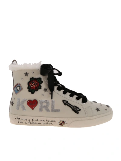 Shop Karl Lagerfeld Jewel Badge Hi Sneakers In White