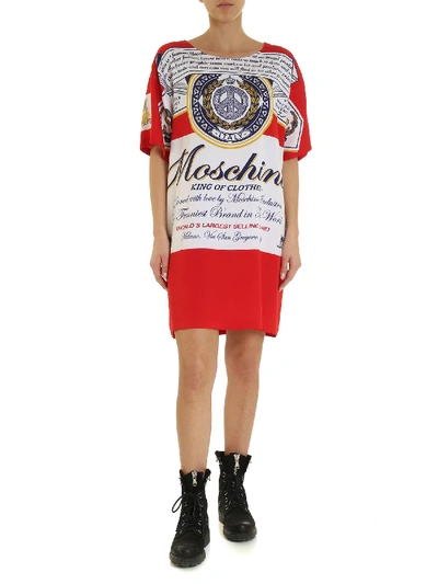 Shop Moschino X Budweiser Dress In Red