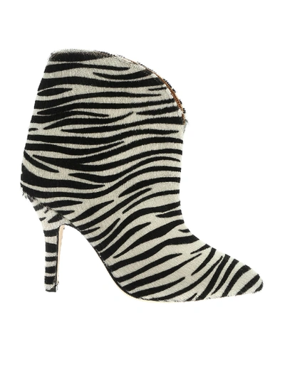 Shop Paris Texas Zebra Pattern Ankle Boots In White And Black In Animal Print