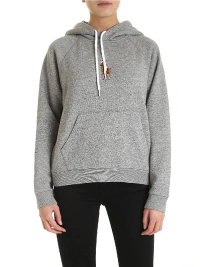 Shop Polo Ralph Lauren Cross Stitch Logo Hoodie In Melange Gray In Grey