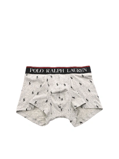 Shop Polo Ralph Lauren All Over Logo Print Boxer In Gray In Grey