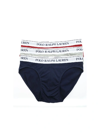 Shop Polo Ralph Lauren 3 Briefs Set In Blue Burgundy And Gray In Multi