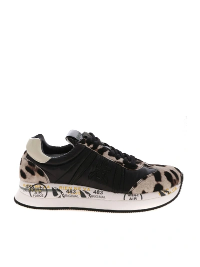 Shop Premiata Conny Sneakers In Black And Animalier