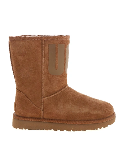 Shop Ugg Short Logo Classic Ankle Boots In Brown