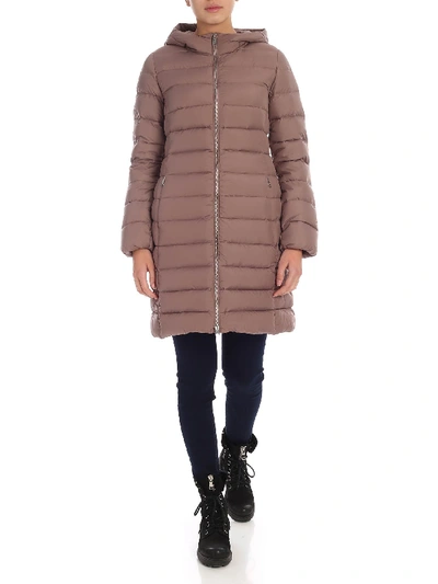 Shop Add Long Down Jacket In Mauve Color In Pink