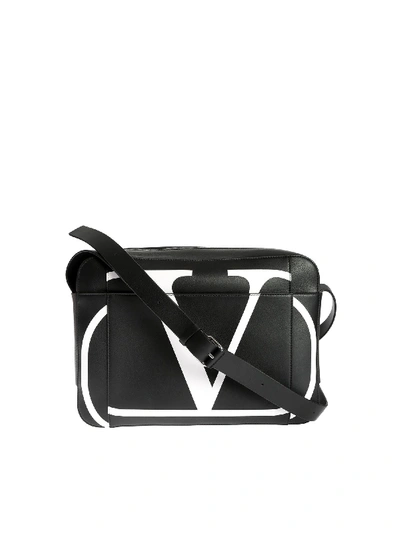 Shop Valentino Vlogo Shoulder Bag In Black