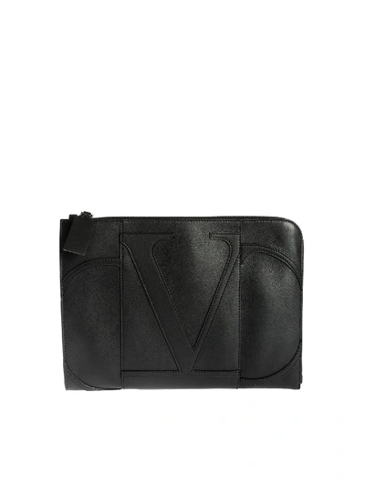 Shop Valentino Deconstructed Vlogo Purse In Black Leather