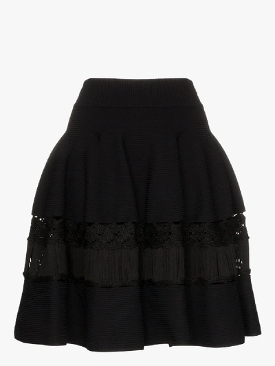 Shop Alexander Mcqueen Embroidered A-line Skirt In Black