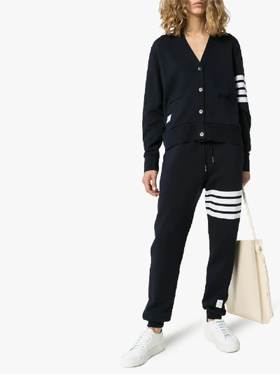Shop Thom Browne Classic Four Stripe Track Pants In Blue
