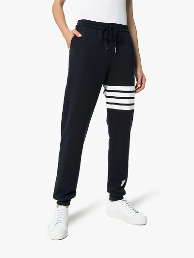 Shop Thom Browne Classic Four Stripe Track Pants In Blue