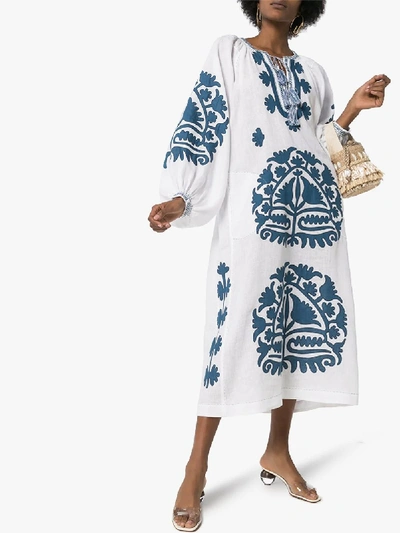 Shop Vita Kin Shalimar Embroidered Linen Dress In White