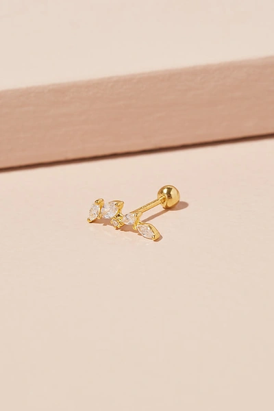 Shop Astrid & Miyu Crystal Barbell Earring In Gold