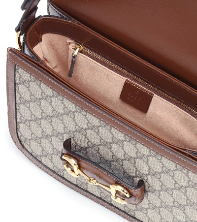 Shop Gucci Horsebit 1955 Gg Shoulder Bag In Brown