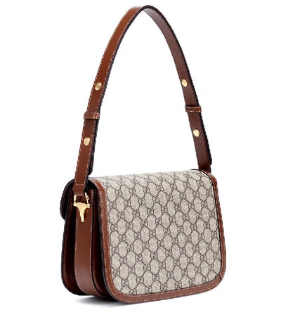 Shop Gucci Horsebit 1955 Gg Shoulder Bag In Brown