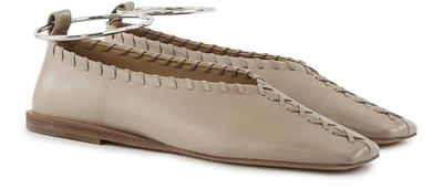 Shop Jil Sander Leather Ballet Flats In Light Beige