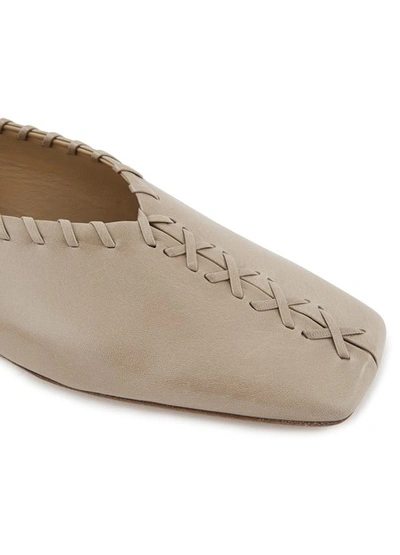 Shop Jil Sander Leather Ballet Flats In Light Beige