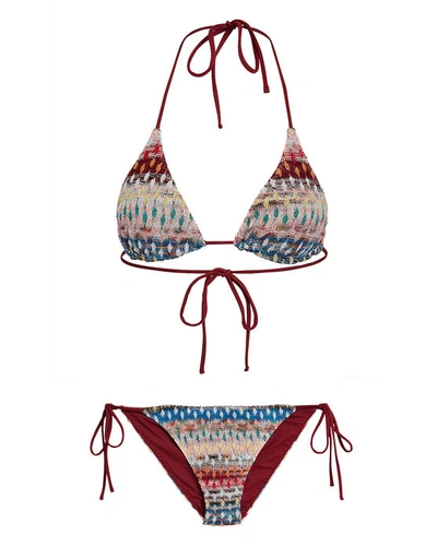 Shop Missoni Knit Jacquard Triangle Bikini Top In Multi
