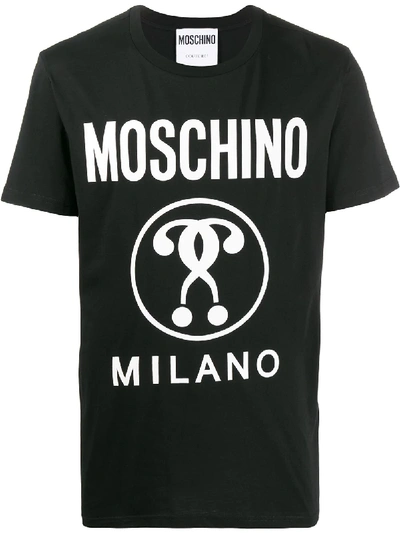 Shop Moschino Logo Print Crew-neck T-shirt In Black