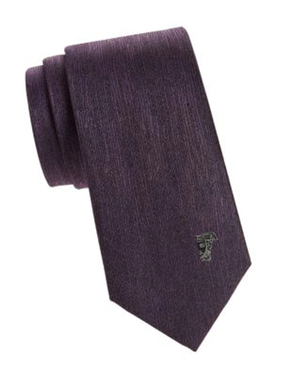 Shop Versace Medallion Silk Tie In Violet
