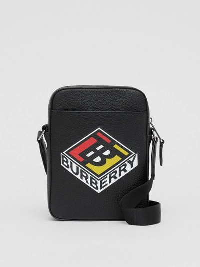 Shop Burberry Logo Graphic Leather Crossbody Bag In Black