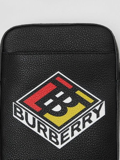 Shop Burberry Logo Graphic Leather Crossbody Bag In Black