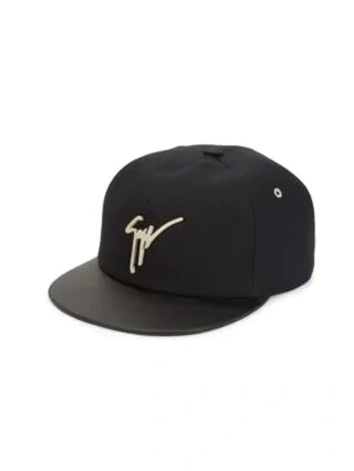 Shop Giuseppe Zanotti Velvet Baseball Hat In Black Natural