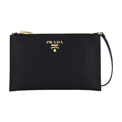 Shop Prada Leather Shoulder Bag. In Black
